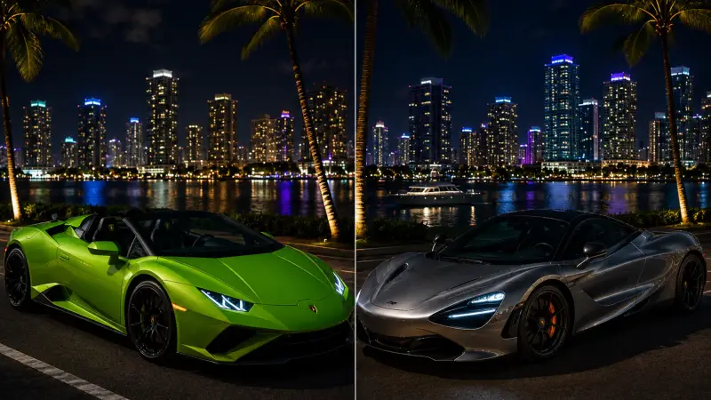Lamborghini Evo Spyder vs McLaren 720S: Which Car Looks Better on Camera in Miami?