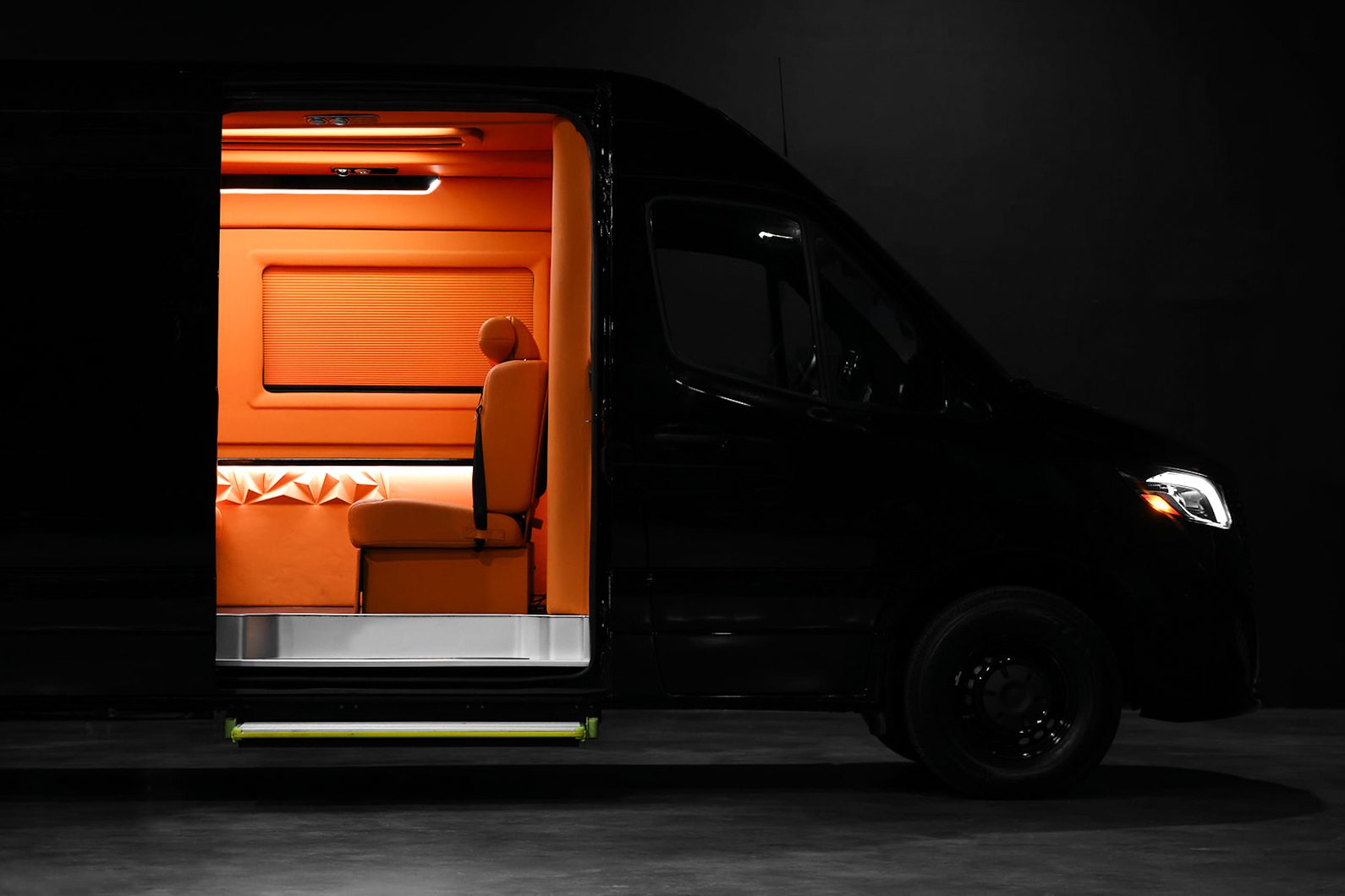 Orange Mercedes Sprinter — chauffeured Sprinter van in Miami